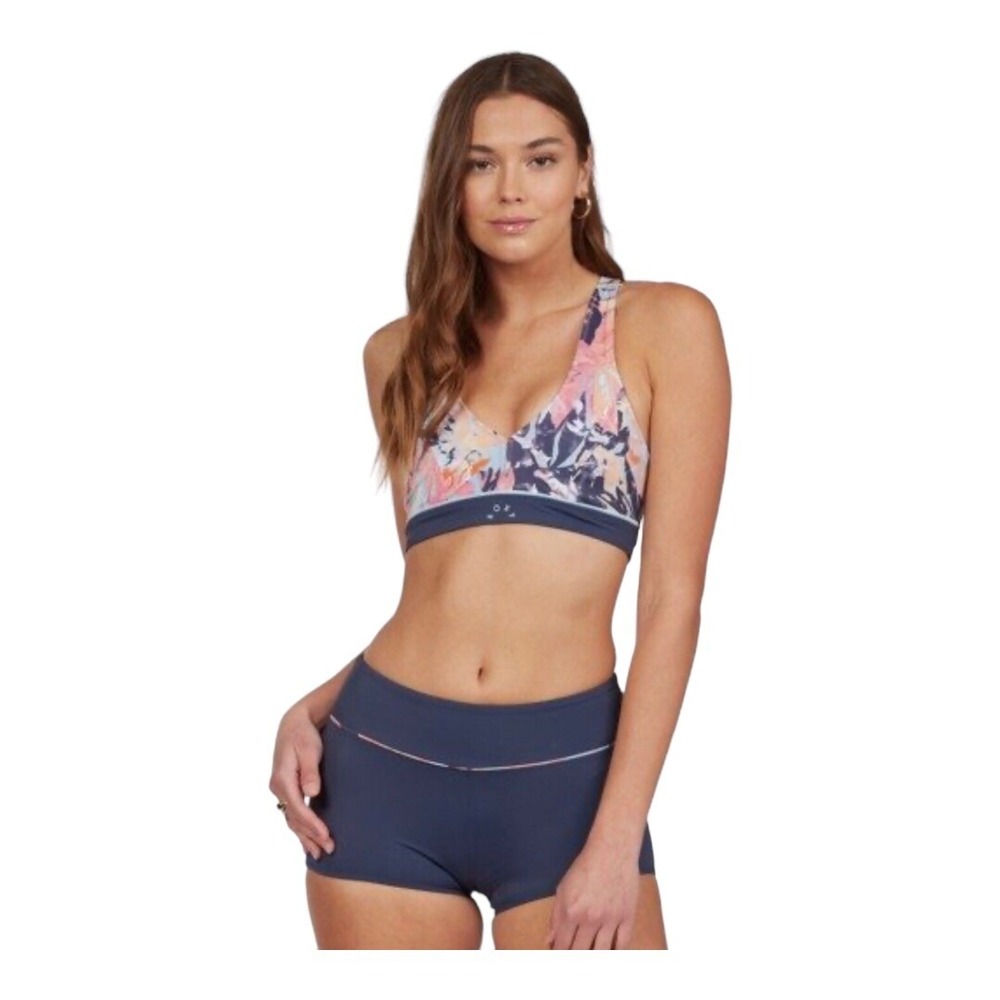 Roxy Women's Tropical Floral Print Sports Bra Bikini Top‎ Swimwear Beach  Small